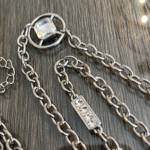 Chico’s Silver-tone Long Chain Station Necklace with Gems - Picture 3 of 14